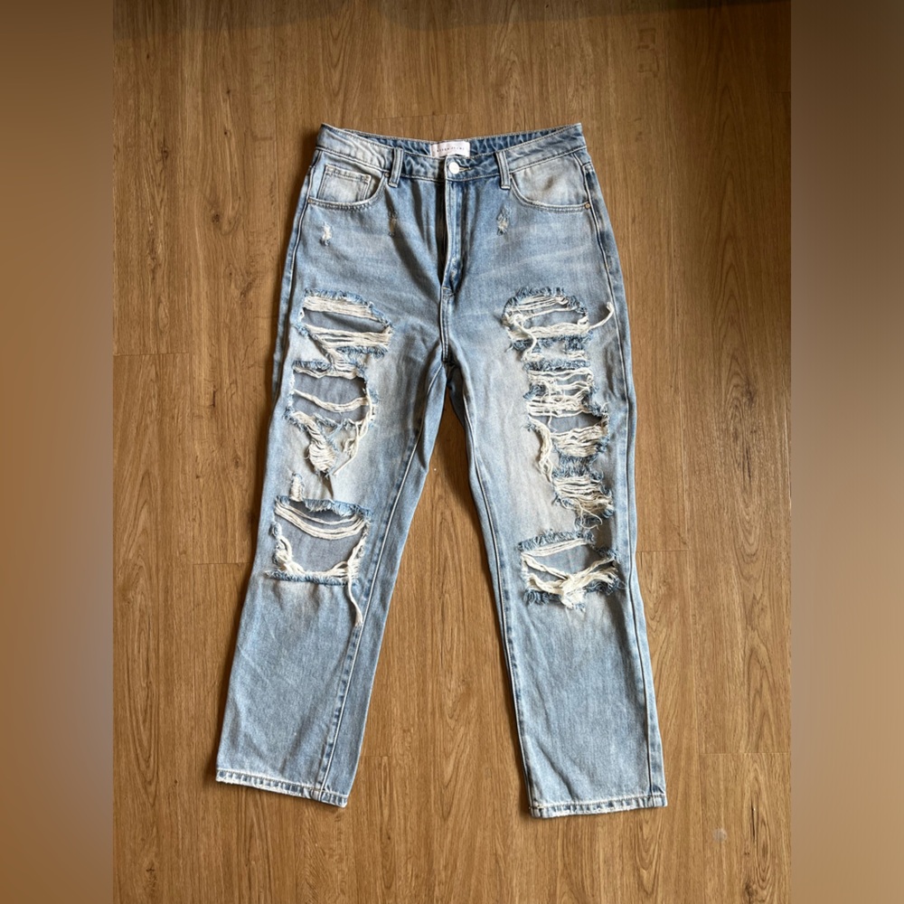 Women’s Light Blue Boyfriend Ripped Jeans